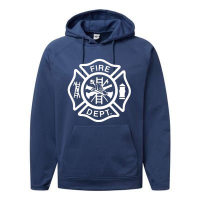 Fire Department Logo Uniform Fireman Symbol Firefighter Gear Performance Fleece Hoodie