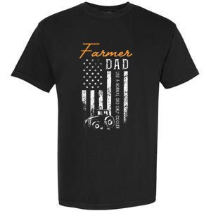 Farmer Dad Like A Normal Dad Only Cooler USA Flag Farming Garment-Dyed Heavyweight T-Shirt