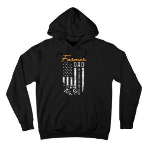 Farmer Dad Like A Normal Dad Only Cooler USA Flag Farming Tall Hoodie