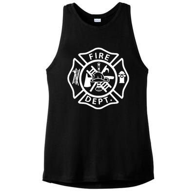 Fire Department Logo Uniform Fireman Symbol Firefighter Gear Ladies PosiCharge Tri-Blend Wicking Tank