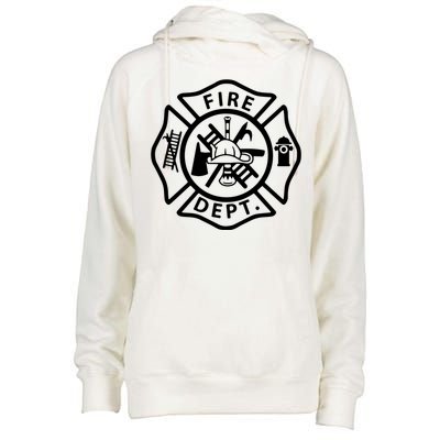 Fire Department Logo Uniform Fireman Symbol Firefighter Gear Womens Funnel Neck Pullover Hood