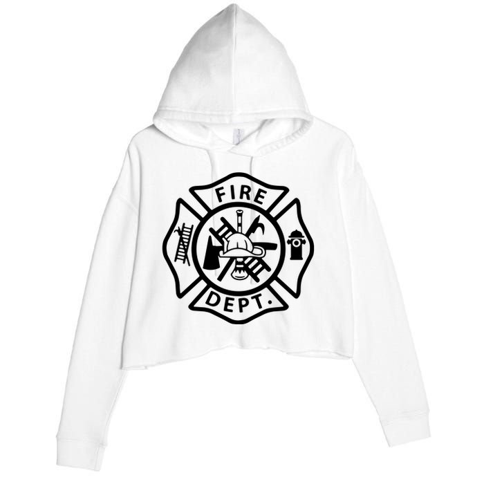 Fire Department Logo Uniform Fireman Symbol Firefighter Gear Crop Fleece Hoodie