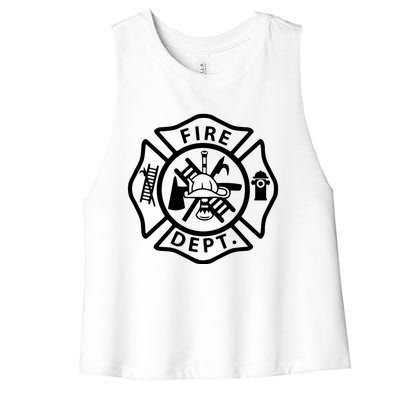 Fire Department Logo Uniform Fireman Symbol Firefighter Gear Women's Racerback Cropped Tank