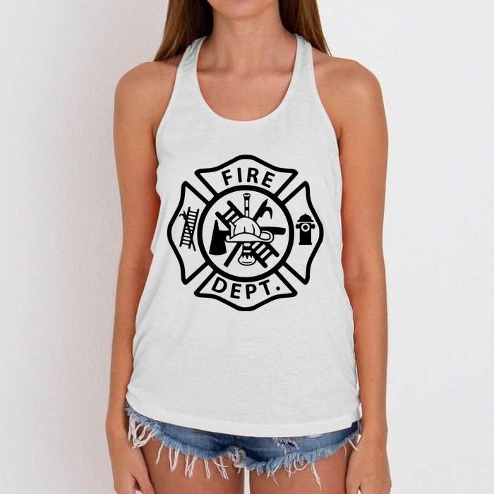 Fire Department Logo Uniform Fireman Symbol Firefighter Gear Women's Knotted Racerback Tank