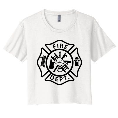 Fire Department Logo Uniform Fireman Symbol Firefighter Gear Women's Crop Top Tee