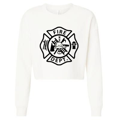 Fire Department Logo Uniform Fireman Symbol Firefighter Gear Cropped Pullover Crew