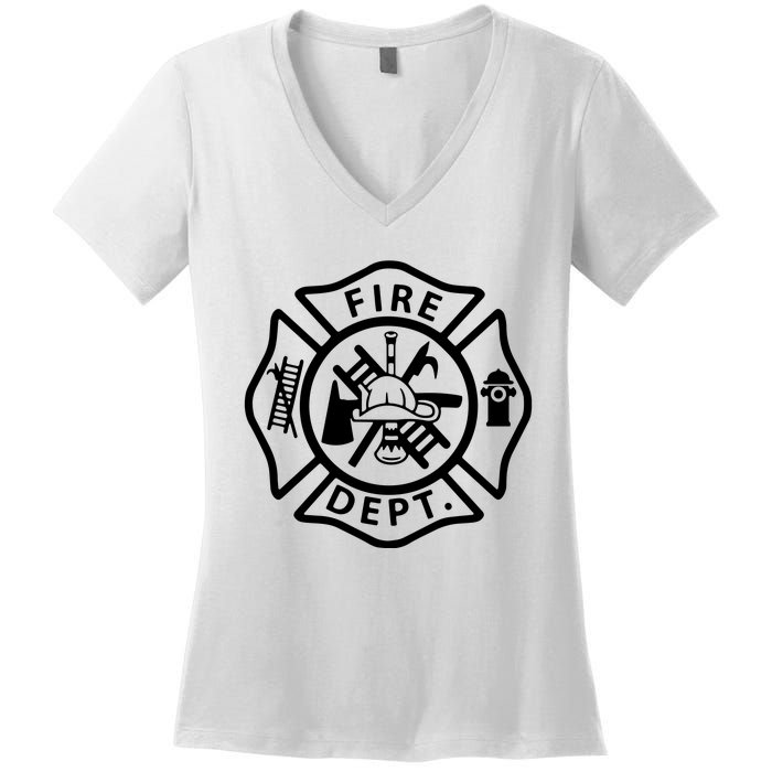 Fire Department Logo Uniform Fireman Symbol Firefighter Gear Women's V-Neck T-Shirt