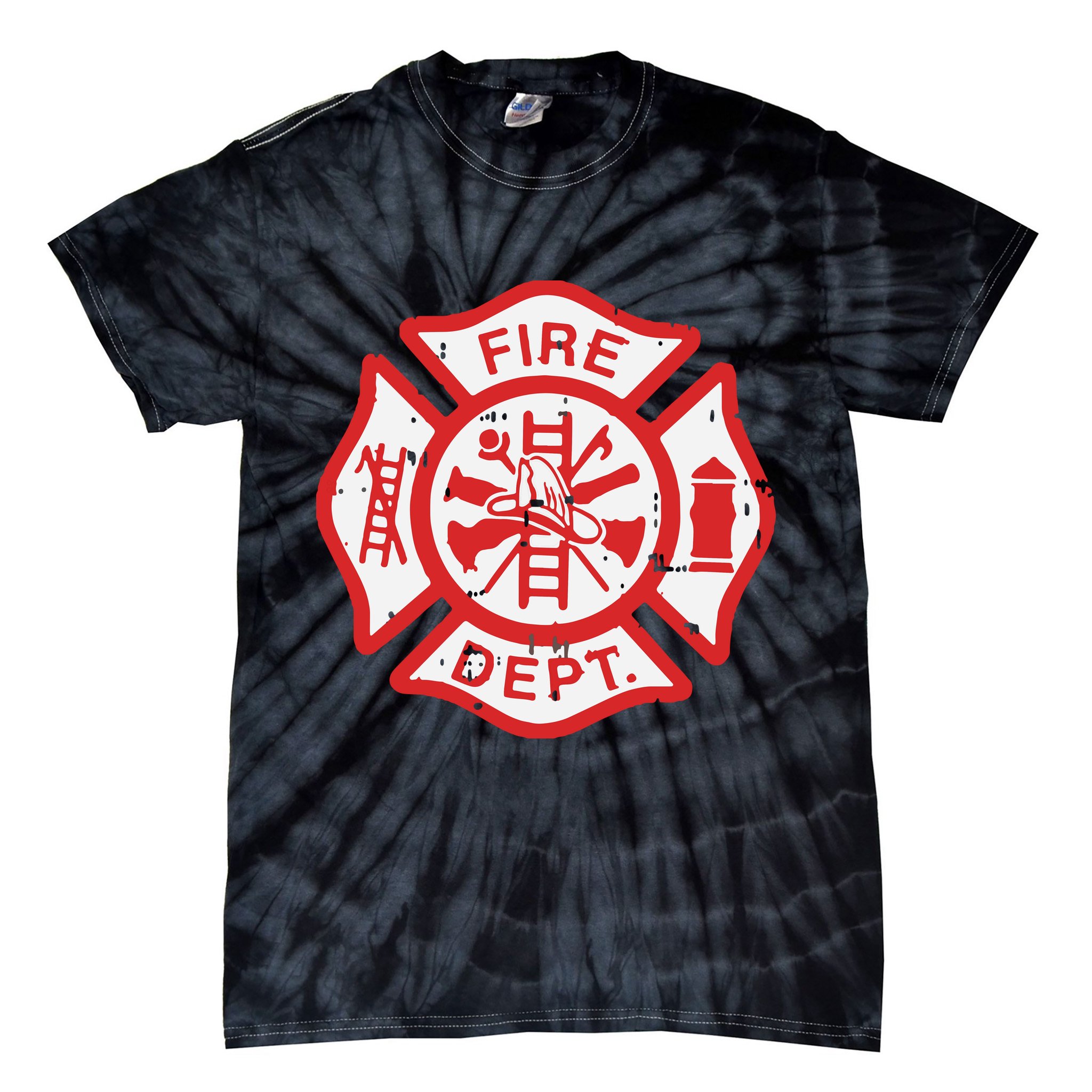 Fire Dept Logo Hero Halloween Firefighter Fireman Gift Tie-Dye T-Shirt