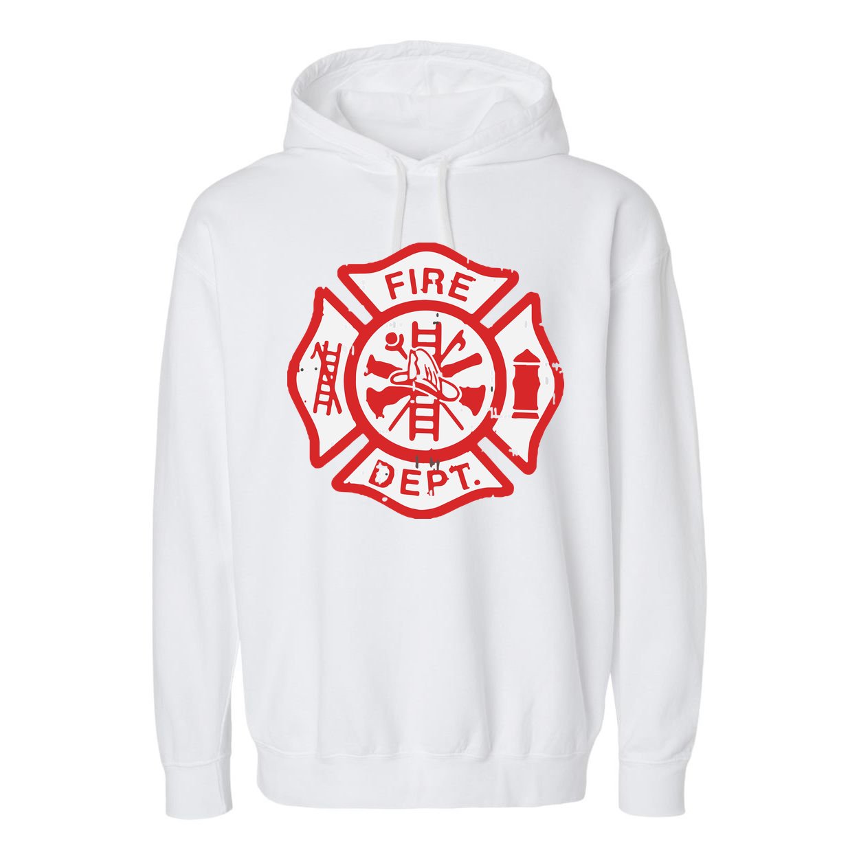 Fire Dept Logo Hero Halloween Firefighter Fireman Gift Garment-Dyed Fleece Hoodie