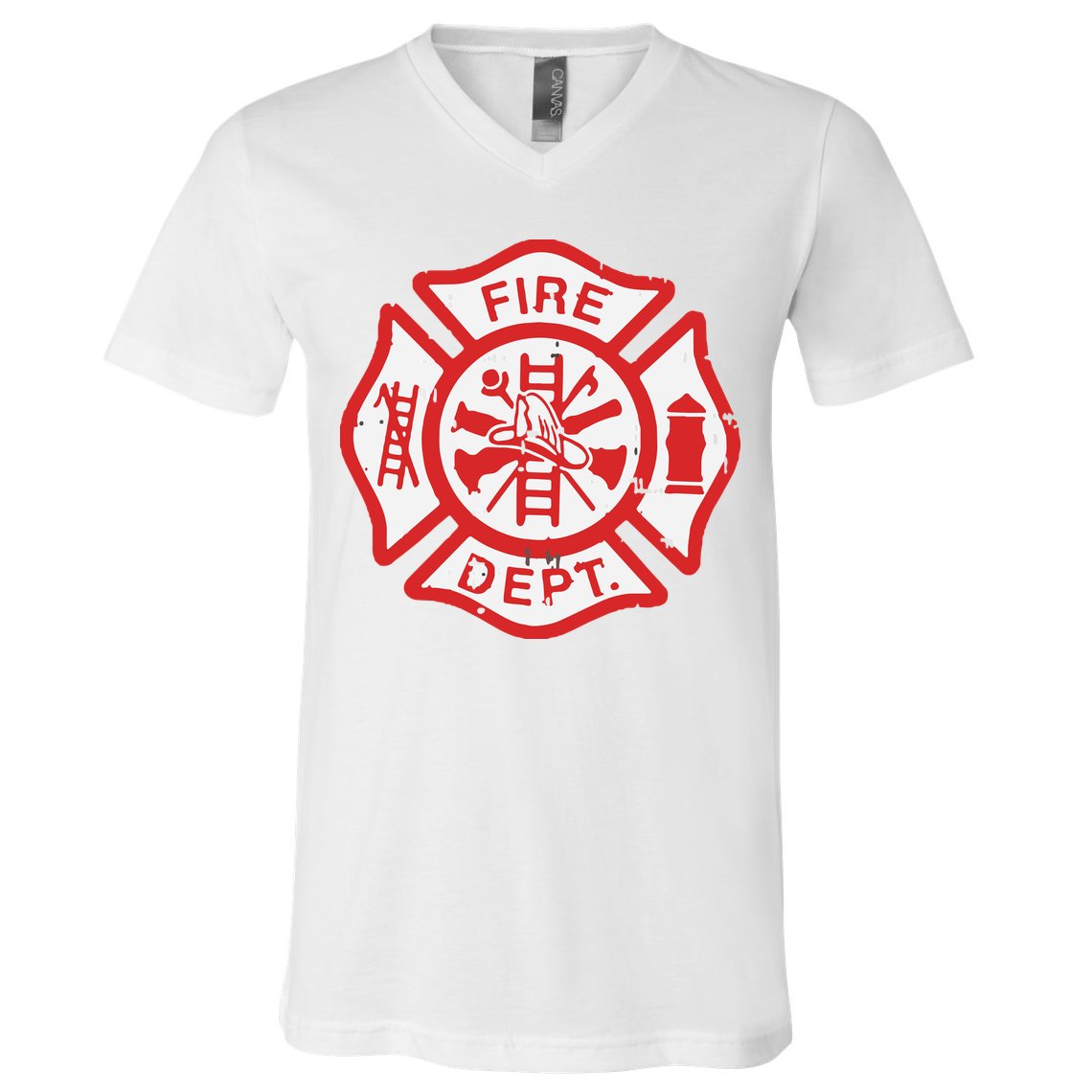 Fire Dept Logo Hero Halloween Firefighter Fireman Gift V-Neck T-Shirt