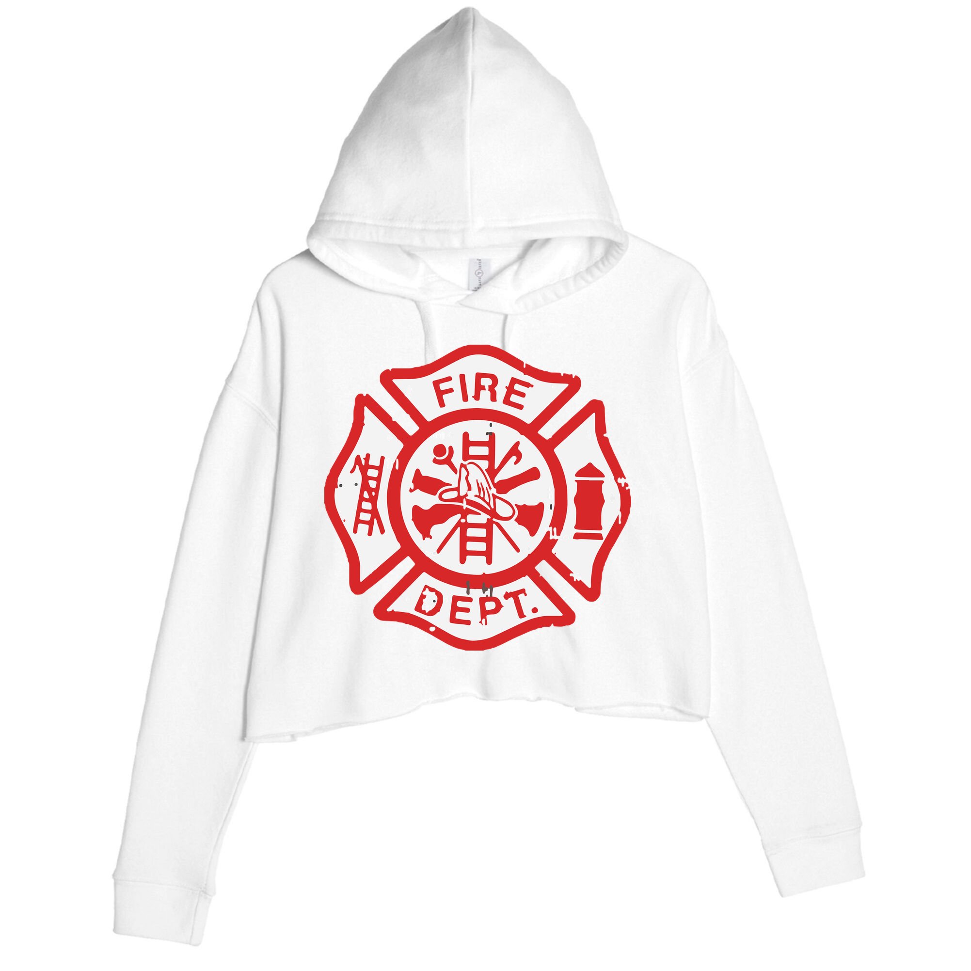 Fire Dept Logo Hero Halloween Firefighter Fireman Gift Crop Fleece Hoodie