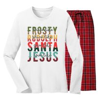 Fun Dance Like Frosty Shine Rudolph Give Santa Love Jesus Women's Long Sleeve Flannel Pajama Set 