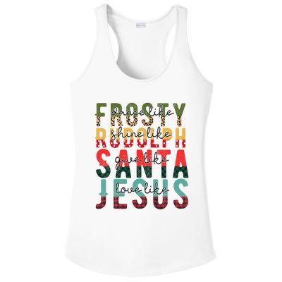 Fun Dance Like Frosty Shine Rudolph Give Santa Love Jesus Ladies PosiCharge Competitor Racerback Tank