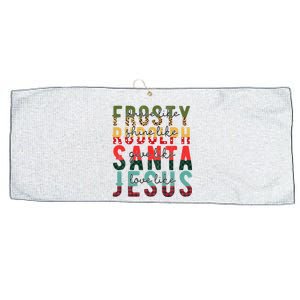 Fun Dance Like Frosty Shine Rudolph Give Santa Love Jesus Large Microfiber Waffle Golf Towel