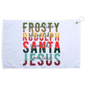 Fun Dance Like Frosty Shine Rudolph Give Santa Love Jesus Grommeted Golf Towel