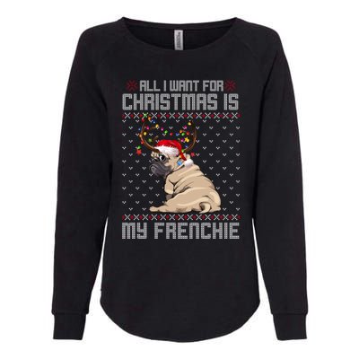 Funny Dog Lovers Frenchie Santa Hat Ugly Christmas Sweater Gift Womens California Wash Sweatshirt