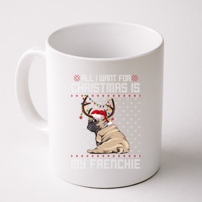 Funny Dog Lovers Frenchie Santa Hat Ugly Christmas Sweater Gift Coffee Mug