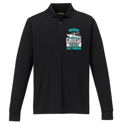 Friends Dont Let Cruise Alone Beach Summer Great Gift Performance Long Sleeve Polo