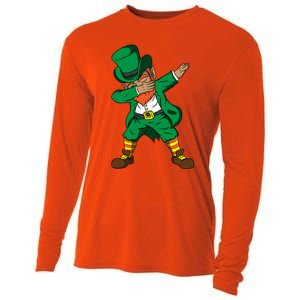 Funny Dabbing Leprechaun St Patricks Day Meaningful Gift Cooling Performance Long Sleeve Crew