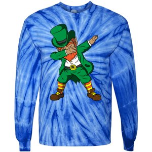 Funny Dabbing Leprechaun St Patricks Day Meaningful Gift Tie-Dye Long Sleeve Shirt