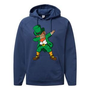 Funny Dabbing Leprechaun St Patricks Day Meaningful Gift Performance Fleece Hoodie