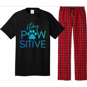 Funny Dog Lover Gift Stay Pawsitive Tee Funny Gift Pajama Set