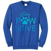 Funny Dog Lover Gift Stay Pawsitive Tee Funny Gift Tall Sweatshirt