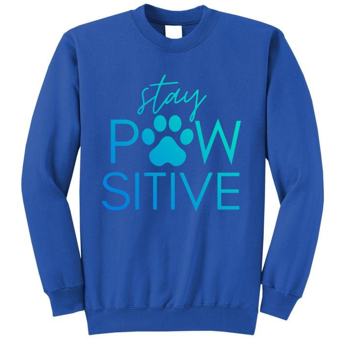 Funny Dog Lover Gift Stay Pawsitive Tee Funny Gift Tall Sweatshirt