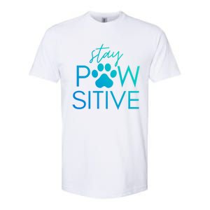 Funny Dog Lover Gift Stay Pawsitive Tee Funny Gift Softstyle CVC T-Shirt