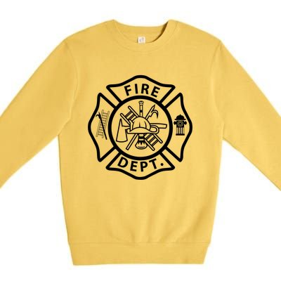 Fire Departt Logo Uniform Fire Symbol Firefighter Gear Gift Premium Crewneck Sweatshirt