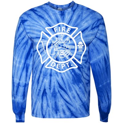 Fire Departt Logo Uniform Fire Symbol Firefighter Gear Gift Tie-Dye Long Sleeve Shirt