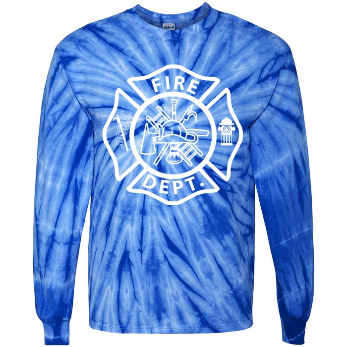 Fire Departt Logo Uniform Fire Symbol Firefighter Gear Gift Tie-Dye Long Sleeve Shirt