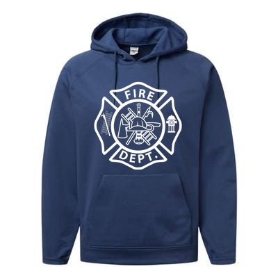 Fire Departt Logo Uniform Fire Symbol Firefighter Gear Gift Performance Fleece Hoodie