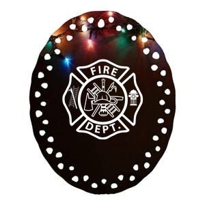 Fire Department Logo Uniform Fireman Symbol Firefighter Gear Ceramic Oval Ornament