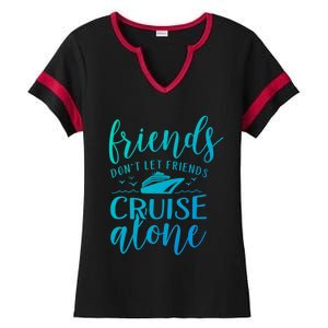 Friends Dont Let Cruise Alone Beach Summer Vacation Nautical Gift Ladies Halftime Notch Neck Tee