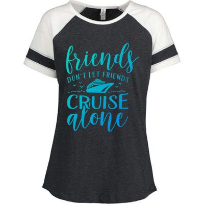 Friends Dont Let Cruise Alone Beach Summer Vacation Nautical Gift Enza Ladies Jersey Colorblock Tee