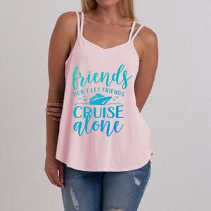 Friends Dont Let Cruise Alone Beach Summer Vacation Nautical Gift Women's Strappy Tank