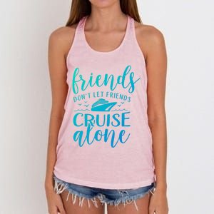 Friends Dont Let Cruise Alone Beach Summer Vacation Nautical Gift Women's Knotted Racerback Tank