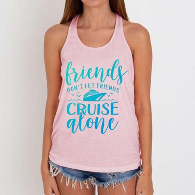 Friends Dont Let Cruise Alone Beach Summer Vacation Nautical Gift Women's Knotted Racerback Tank