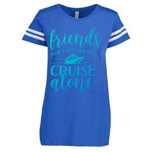 Friends Dont Let Cruise Alone Beach Summer Vacation Nautical Gift Enza Ladies Jersey Football T-Shirt