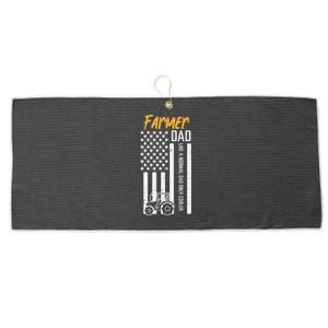 Farmer Dad Like Normal Only Cooler Us Flag Fathers Large Microfiber Waffle Golf Towel