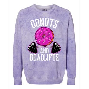 Funny Doughnut Lover Donuts And Deadlifts Fitness Gym Donut Gift Colorblast Crewneck Sweatshirt