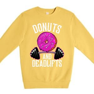 Funny Doughnut Lover Donuts And Deadlifts Fitness Gym Donut Gift Premium Crewneck Sweatshirt