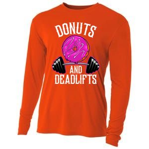 Funny Doughnut Lover Donuts And Deadlifts Fitness Gym Donut Gift Cooling Performance Long Sleeve Crew