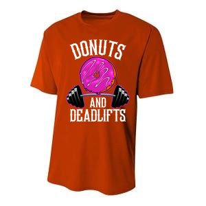 Funny Doughnut Lover Donuts And Deadlifts Fitness Gym Donut Gift Performance Sprint T-Shirt