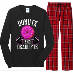 Funny Doughnut Lover Donuts And Deadlifts Fitness Gym Donut Gift Long Sleeve Pajama Set