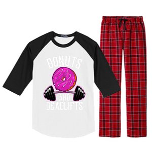 Funny Doughnut Lover Donuts And Deadlifts Fitness Gym Donut Gift Raglan Sleeve Pajama Set