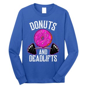 Funny Doughnut Lover Donuts And Deadlifts Fitness Gym Donut Gift Long Sleeve Shirt