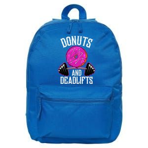 Funny Doughnut Lover Donuts And Deadlifts Fitness Gym Donut Gift 16 in Basic Backpack