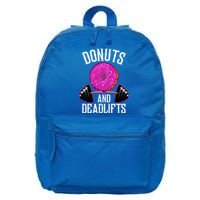 Funny Doughnut Lover Donuts And Deadlifts Fitness Gym Donut Gift 16 in Basic Backpack